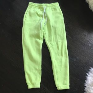 Neon green sweatpants